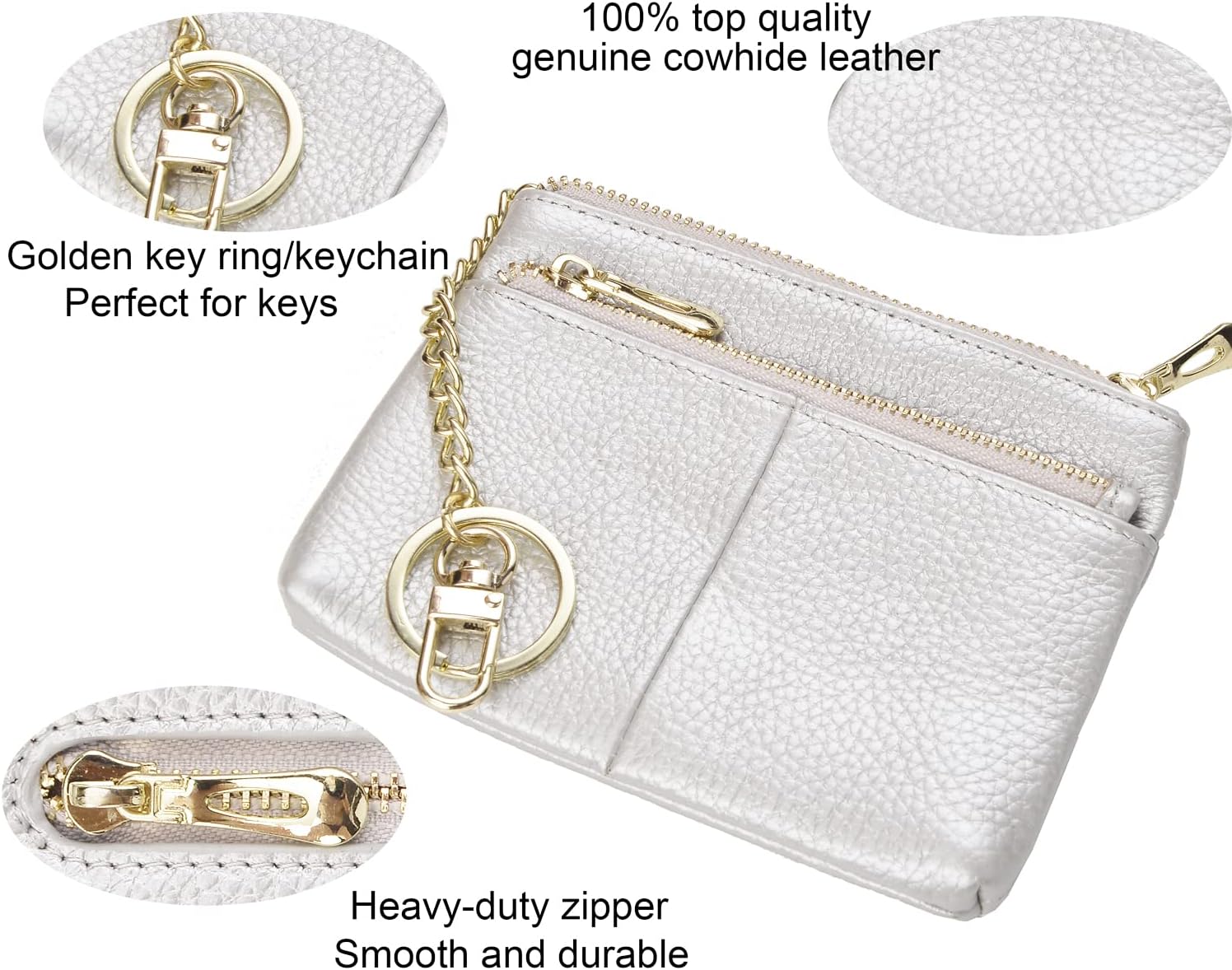 Beurlike Womens RFID Coin Purse Change Wallet Small Leather Card Holder Keychain image 4