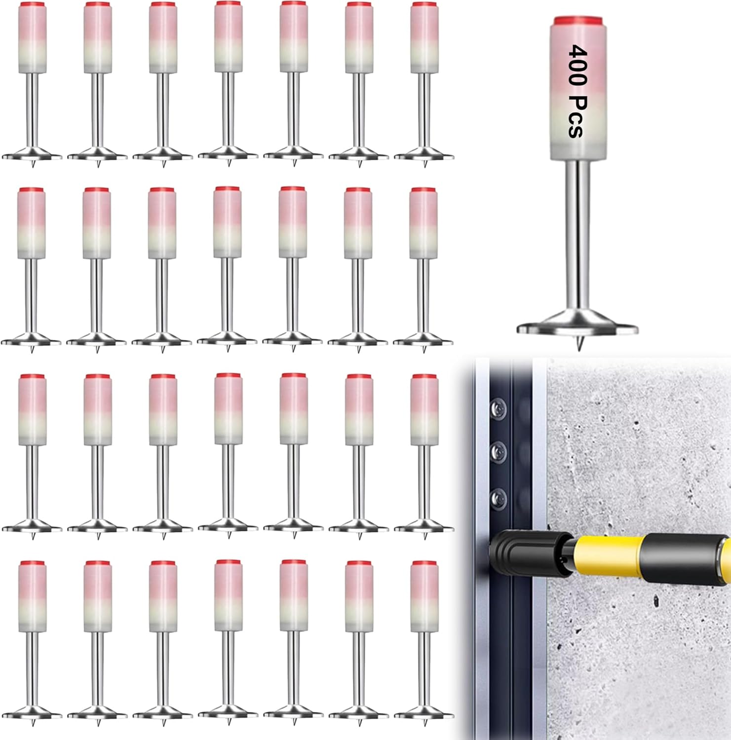 Pack of 100 Nails for Nail Guns: Round Nails for Nail Gun, 7.3 mm Galvanised Steel Nails for Concrete Wood Wall Mounting DIY Users