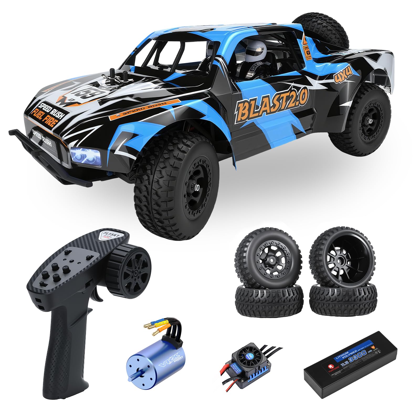 FULLFUN Blast 1 8 Scale 4WD Brushless RC Short Course Truck - High Speed Remote Control Car for