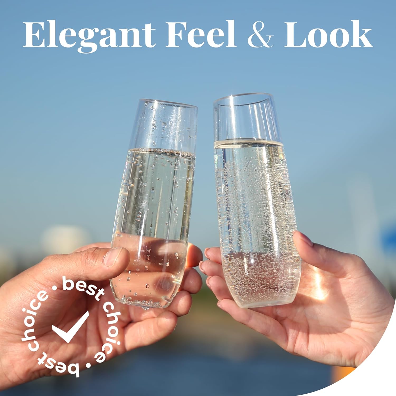 Vivocci Unbreakable Tritan Plastic Stemless Champagne Flutes 8.5 Oz - Reusable Glassware - Ideal for Mimosas, Cocktails & Sparkling Wine - Dishwasher-Safe - Wedding & Birthday Party Glasses - Set of 6 - Image 5