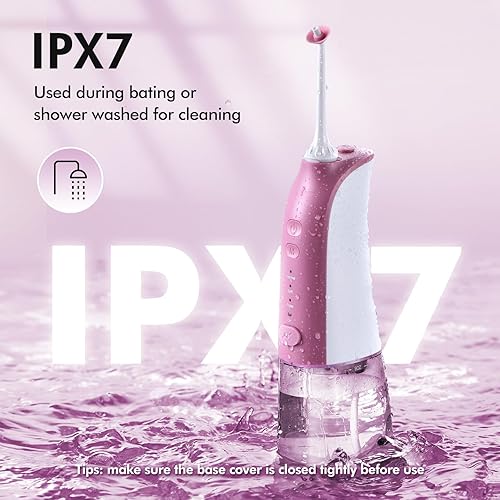 Miniatura 16 de Demita Irrigador dental inalámbrico para dientes, 10.1 fl oz, 3 modos, 5 puntas de chorro, púa eléctrica portátil para adultos, kit de limpieza