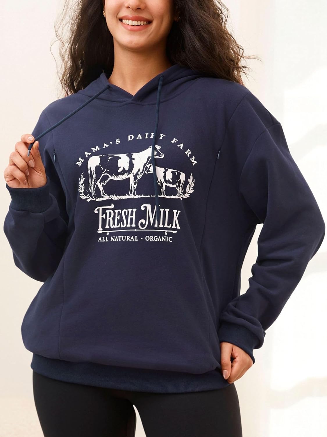 Nursing Hoodie for Breastfeeding Fleece Maternity Nursing Tops with Zippers Cotton Pregnancy Clothes