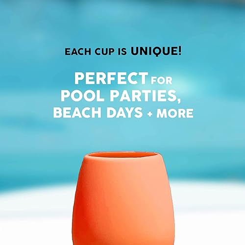 Miniatura 5 de Sili Wraps Copas de vino de silicona irrompibles, juego de 4 unidades, sin BPA, remolinos (naranja atardecer)