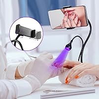 Vista 88 de AORAEM Lámpara LED UV para uñas: lámpara U V de cuello de cisne de doble cabeza para uñas de gel, luz LED de curación flash con 6 lupas para el Negro