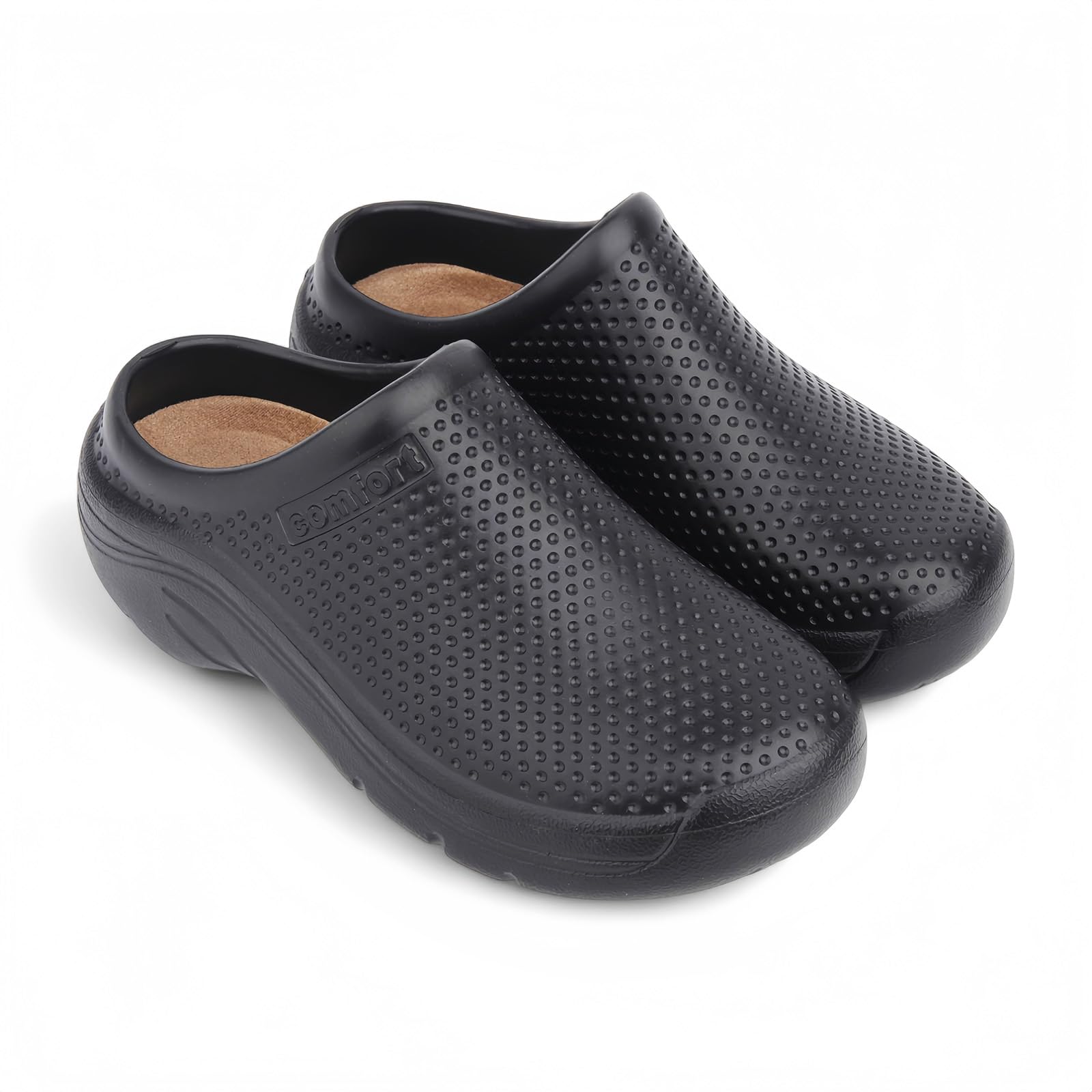 CHILLIFE Zoccoli Sanitari di Lavoro, Ospedale, Giardino, Cucina, Pantofole Donna, Punta Chiusa, Made in Portogallo, Nero , 38 EU