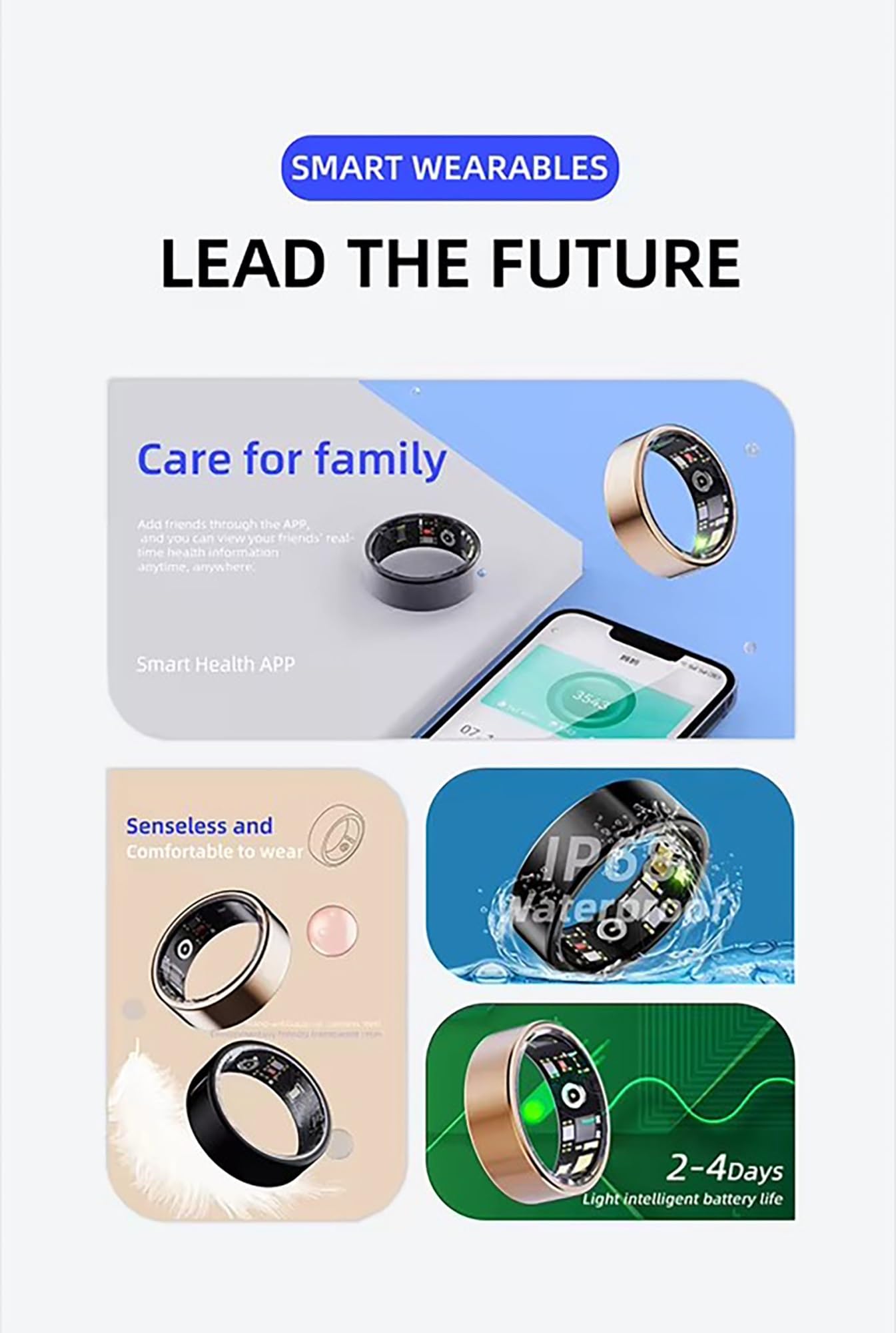 Ultracienki Ceramiczny Inteligentny Pierścień - Monitor Aktywności I Snu Z Funkcją NFC, Trwała Wewnętrzna Obudowa Ze Stali Nierdzewnej Z Etui Ładującym(14#)