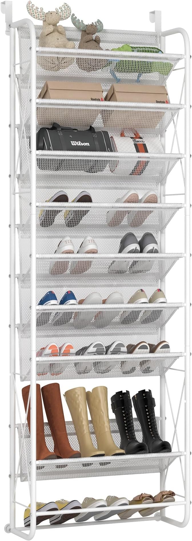 Amazon.com: TeqHome Over The Door Shoe Rack, 36Pair Over-The-Door Shoe ...