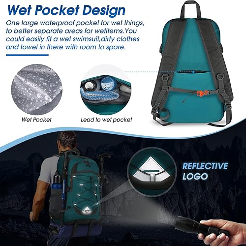 Miniatura 4 de IGOLUMON Mochila de senderismo de 40 L, plegable, ligera, mochila de camping para hombres y mujeres, impermeable, mochila de senderismo al aire