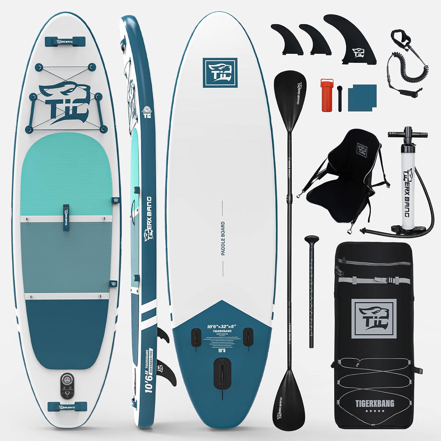 TIGERXBANG SUP Board 330 Cm – Extra Breit, Mit Kajaksitz, Angelrutenhalter & Zubehörhalterung Für Angeln & Freizeit TIGERXBANG SUP Board 330 Cm – Extra Breit, Mit Kajaksitz, Angelrutenhalter & Zubehörhalterung Für Angeln & Freizeit