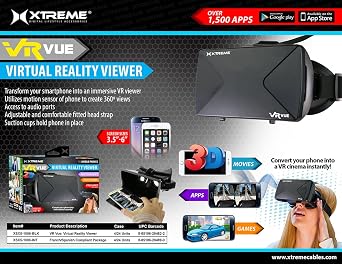 Xtreme Cables VR VUE Virtual Reality Viewer for 3.5 to 6" Phones