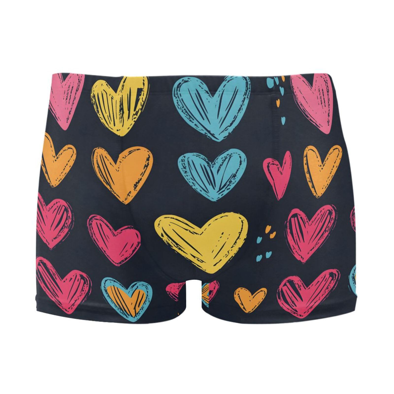 UMIRIKO Colorful Heart Valentine Mens Swim Trunks Swimwear Bathing Suit Swim Brief Square Leg Board Short S-3XL 202c0095