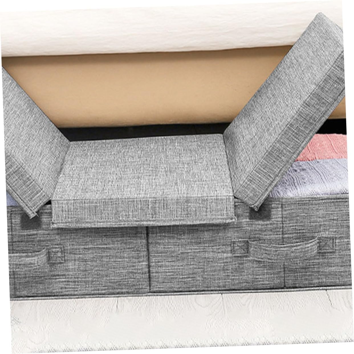 PRETYZOOM Multi-functional Under Bed Storage Box Foldable Clothes Organizer for Clothing and Blankets Sturdy Fabric Reinforced Handles Space Saving Storage Solution for Home