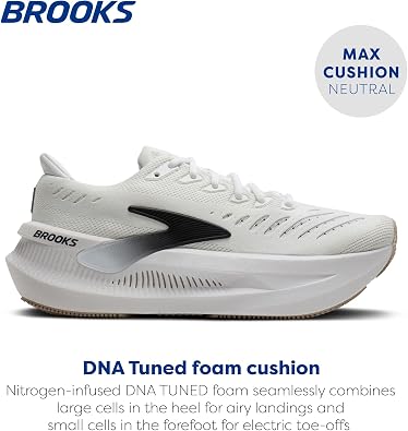 Brooks Men's Glycerin Max 2 Neutral Running & Walking Shoe, White/Black/Charteau Grey, 10 M US