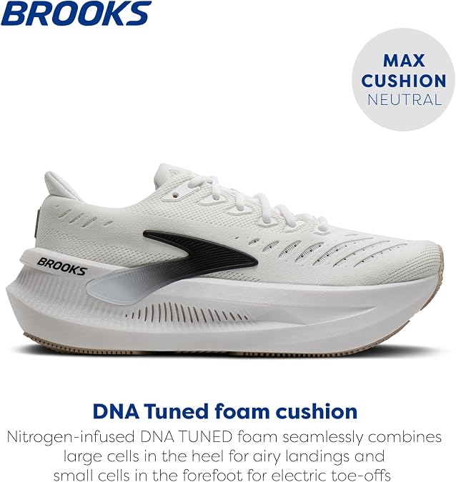 Brooks Men's Glycerin Max 2 Neutral Running & Walking Shoe, White/Black/Charteau Grey, 10 M US