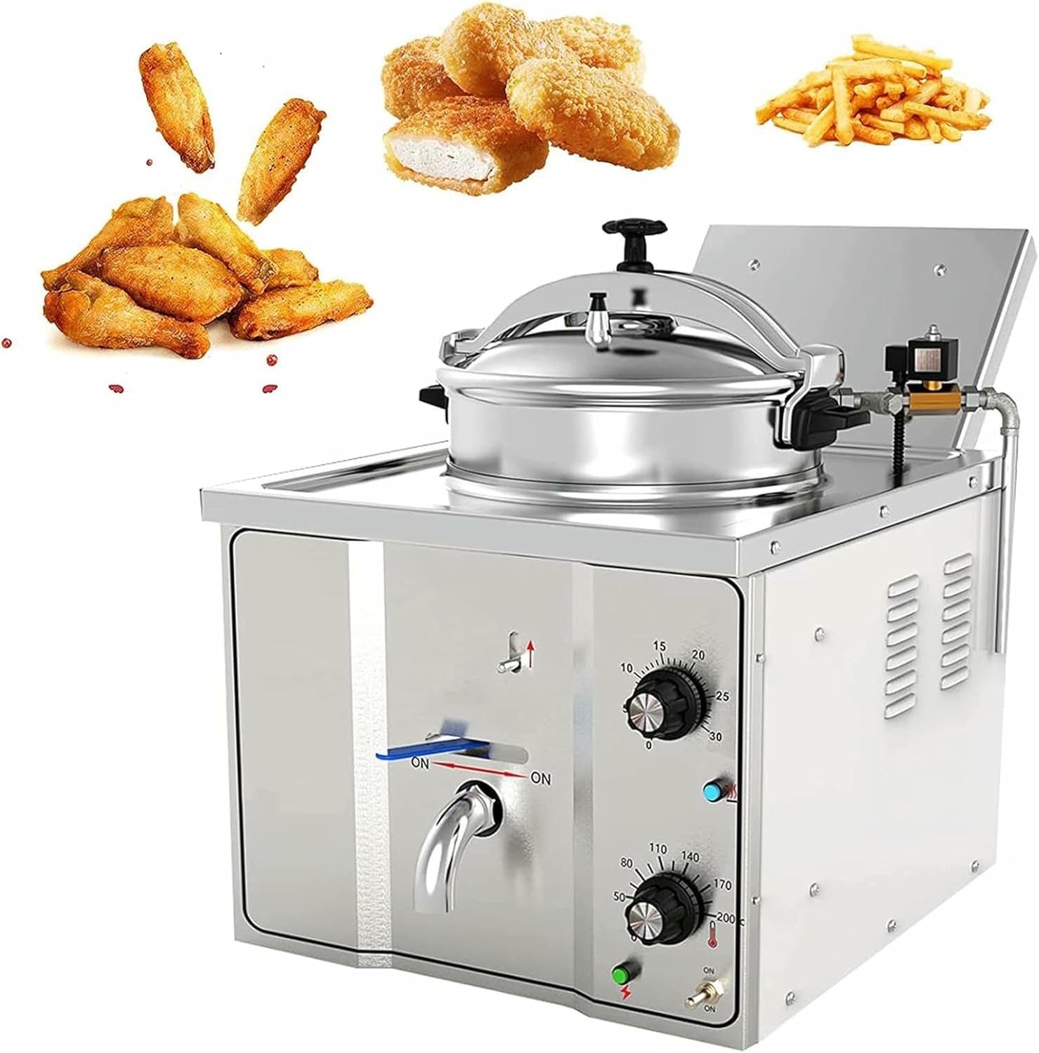 Freidora Eléctrica a Presión de 16L, Acero Inoxidable 304, para Uso Comercial