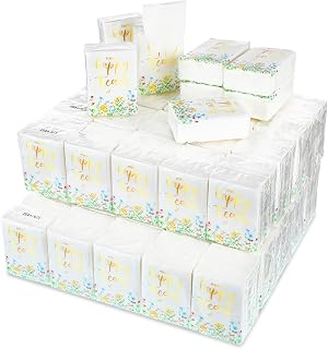 Happy Tears 웨딩 티슈 100팩, 손님용 3겹 포켓 사이즈, 웨딩 파티 선물을 위한 개별 여행용 페이셜 티슈 팩(스타일리시)