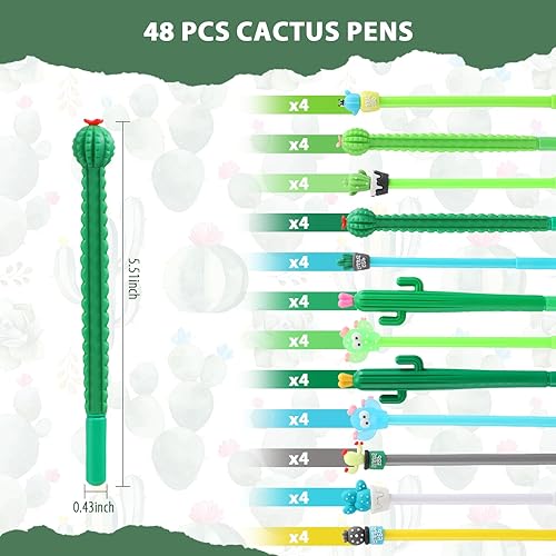 Miniatura 3 de Colarr Juego de 48 regalos temáticos de cactus, a granel con bonitos bolígrafos de cactus de dibujos animados, blocs de notas inspiradores
