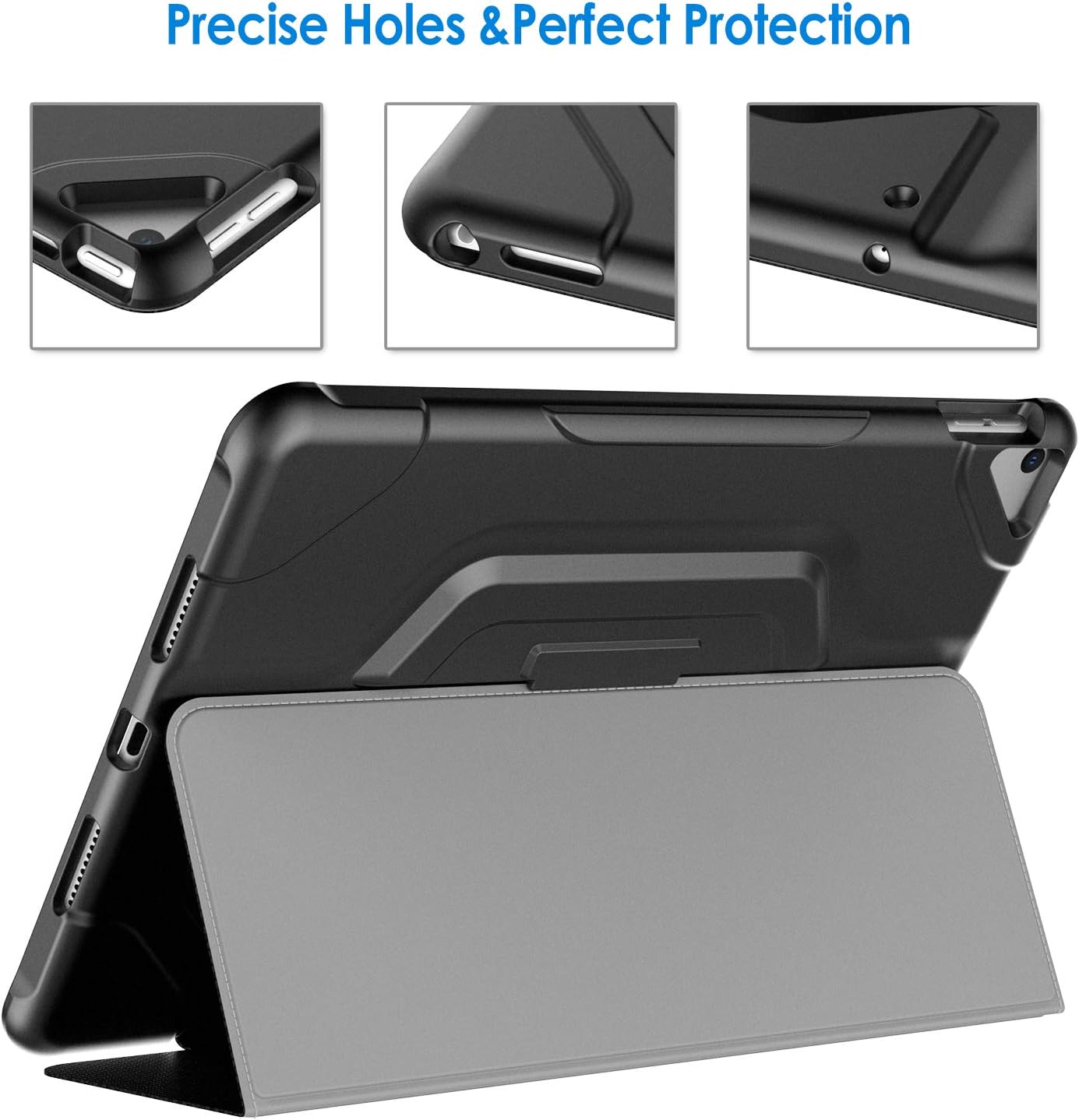 JETech Case for iPad Air 10.5 (3rd Generation 2019 Model) and iPad Pro 10.5 2017, Double-fold Stand with Shockproof TPU Back Cover, Auto Wake/Sleep, Black