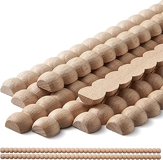 QUORGVES 12Pcs Decorative Half Beaded Wood Trim, Bobbin Trim Molding Wood Moulding for Picture Frame Home Wall Cabinet Shelf Window Door 14mm