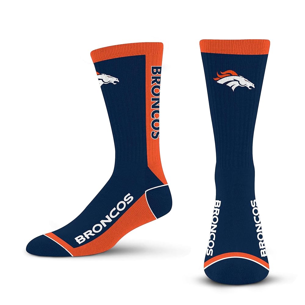 For Bare Feet NFL DENVER BRONCOS MVP Crew Sock Team Color Large