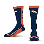 For Bare Feet NFL DENVER BRONCOS MVP Crew Sock Team Color Large