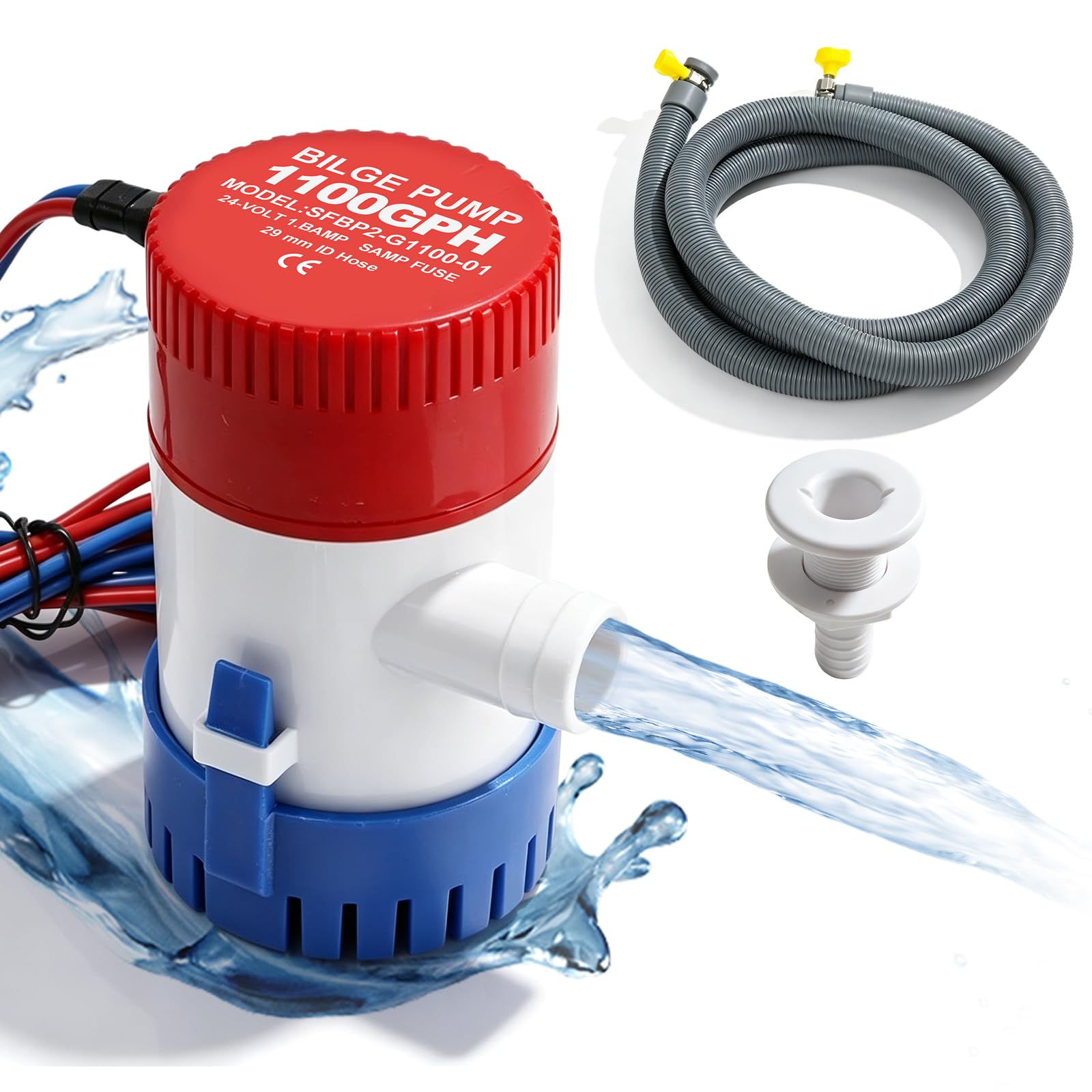 Pompe De Cale Automatique SUNSBELL 12V 1100GPH – Flotteur Intégré, Submersible, Pour Bateau, Piscine, étang