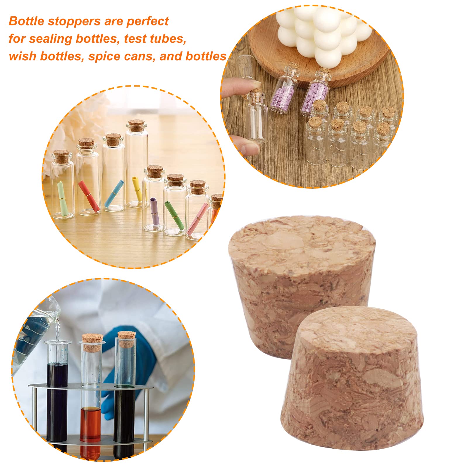200 Piezas Tapones de Corcho Cónicos,11 mm Tapones de Corcho de Madera con caja de Almacenamiento para Tubos de Ensayo, Botellas, Decoraciones,Botellas de Deseos