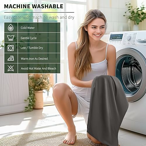 Miniatura 7 de AiAngu Juego de sábanas de microfibra de 1800 hilos de percal súper suave y cómodo, con bolsillos profundos de 16 pulgadas, sábanas transpirables y