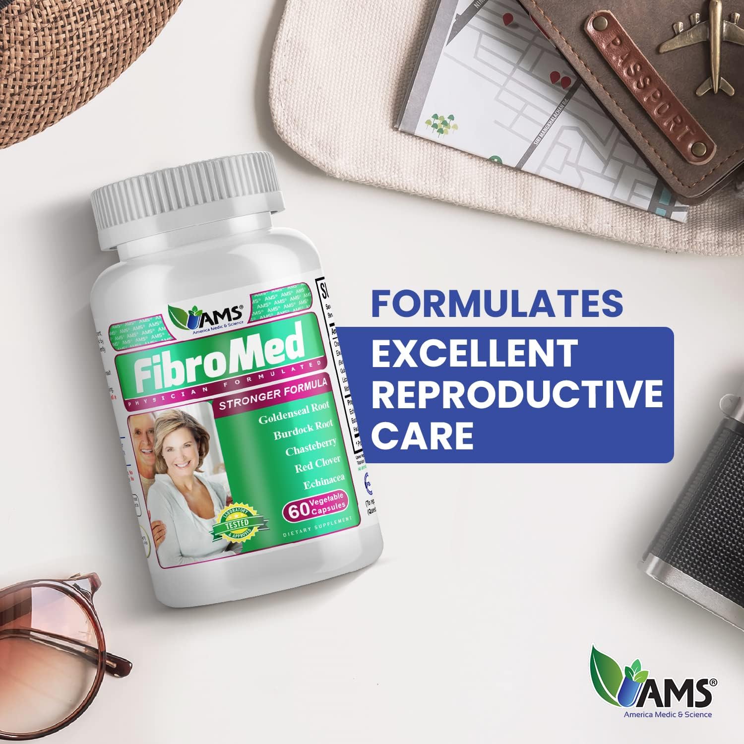 America Medic & Science FibroMed (60 Capsules) | Hormonal Balance Supplement for Women | with Chasteberry, Red Clover, Echinacea, and Other Natural Herbs | Supports Reproductive Health - Image 3