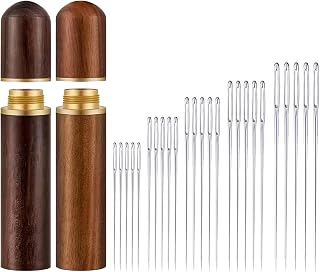 Nähnadeln Mit Großem Öhr, 50 Stück, 5 Größen Sticknadeln Set | 2 Hölzerne Nadelhüllen, Stopfnadeln, Spitz, Für Nähen, Sticken, Handarbeiten