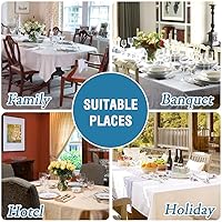 Vista 6 de H.VERSAILTEX Linen Textured Table Cloths Round 70 Inch Premium Solid Tablecloth Spill-Proof Waterproof Table Cover for Dining Buffet Feature Extra