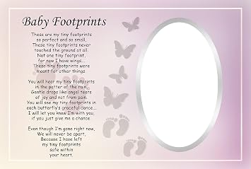 OnlineStreet In Loving Memory Photo Frame 10cm x 15cm Thinking of You Gifts Memorial Gift with a Message - Picture Frame, Size 4'' 6'' Baby Footprint