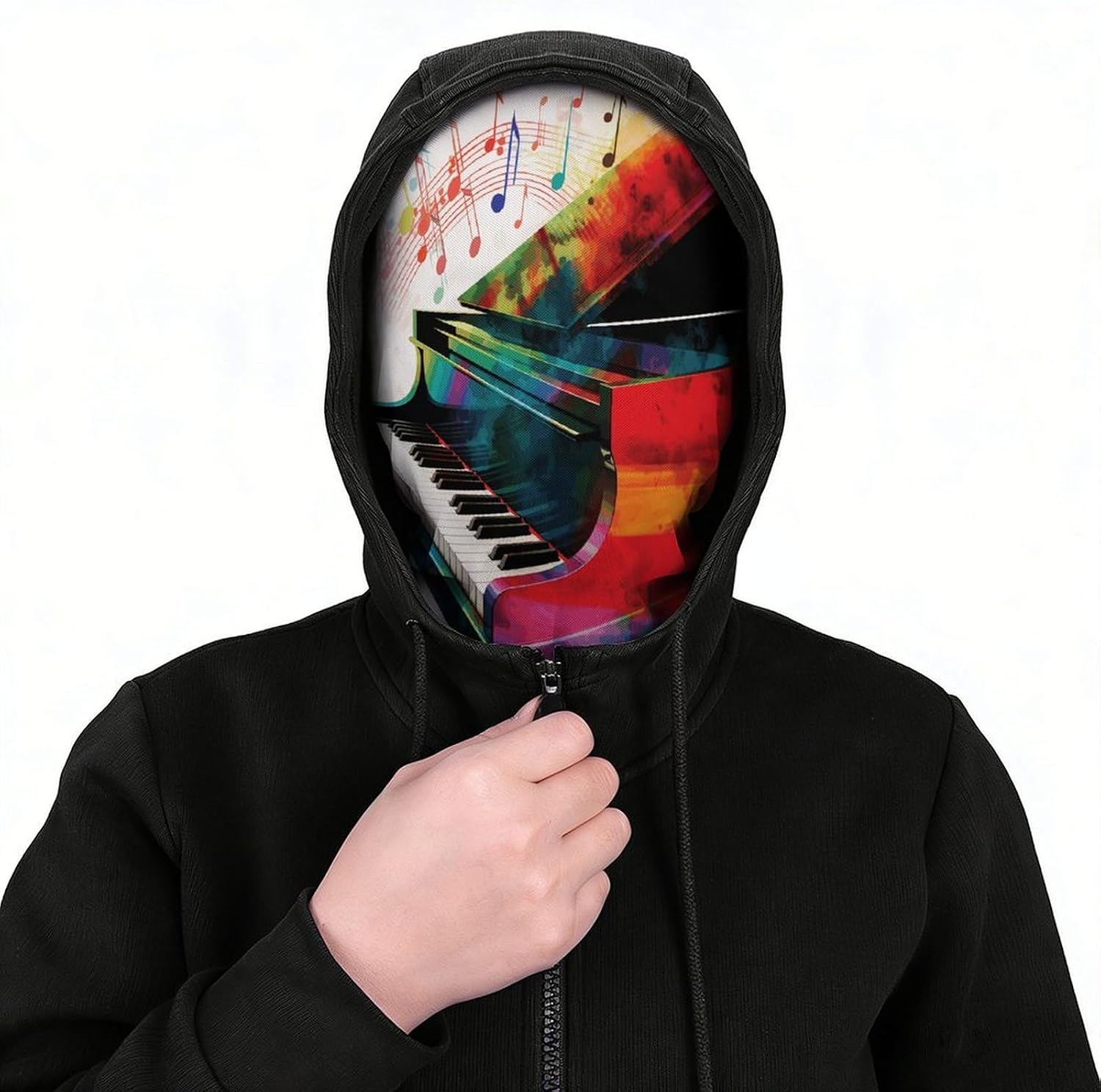 Colorful Piano Keyboard Music Balaclava Mesh Print Funny Face Mask Breathable Ski Masks Personalized Sun Protection Full Face Covers Neck Gaiter Windproof Head Masks for Pranks&Outdoor image 3