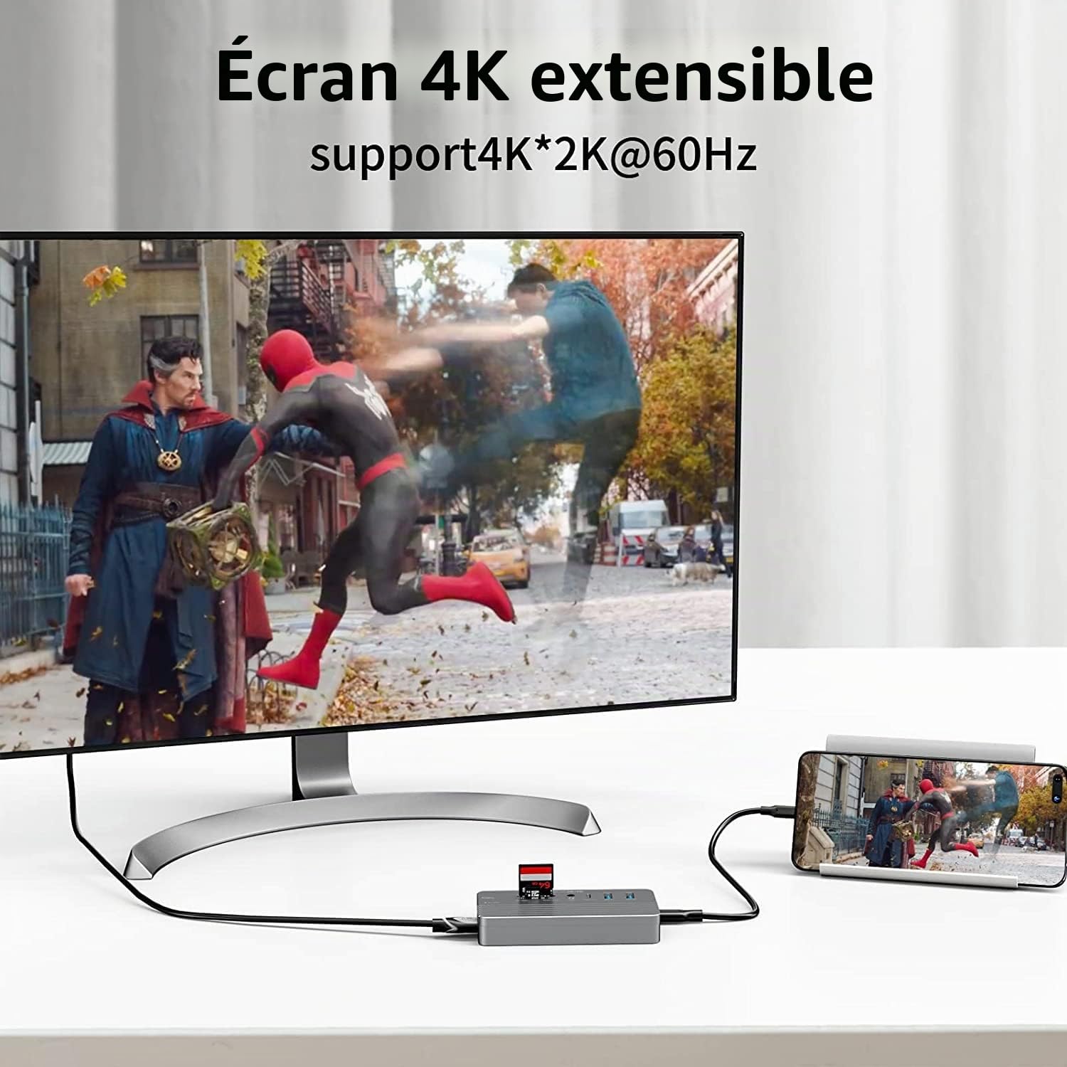 Hub USB-C avec Boîtier de Disque Dur, Hub USB C 10 en 1 avec Boîtier de Disque Dur Externe SSD M.2, HDMI 4K, USB 3.0, Lecteur de Carte SD/TF, Compatible avec Ordinateur Portable, iPad (Gris)