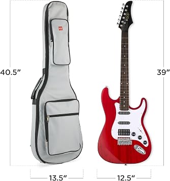 Best Choice Products Beginner HSS Electric Guitar Kit w/Headphone Amp, Padded Gig-Bag, Headphones, Guitar Strap - Cherry Red/White