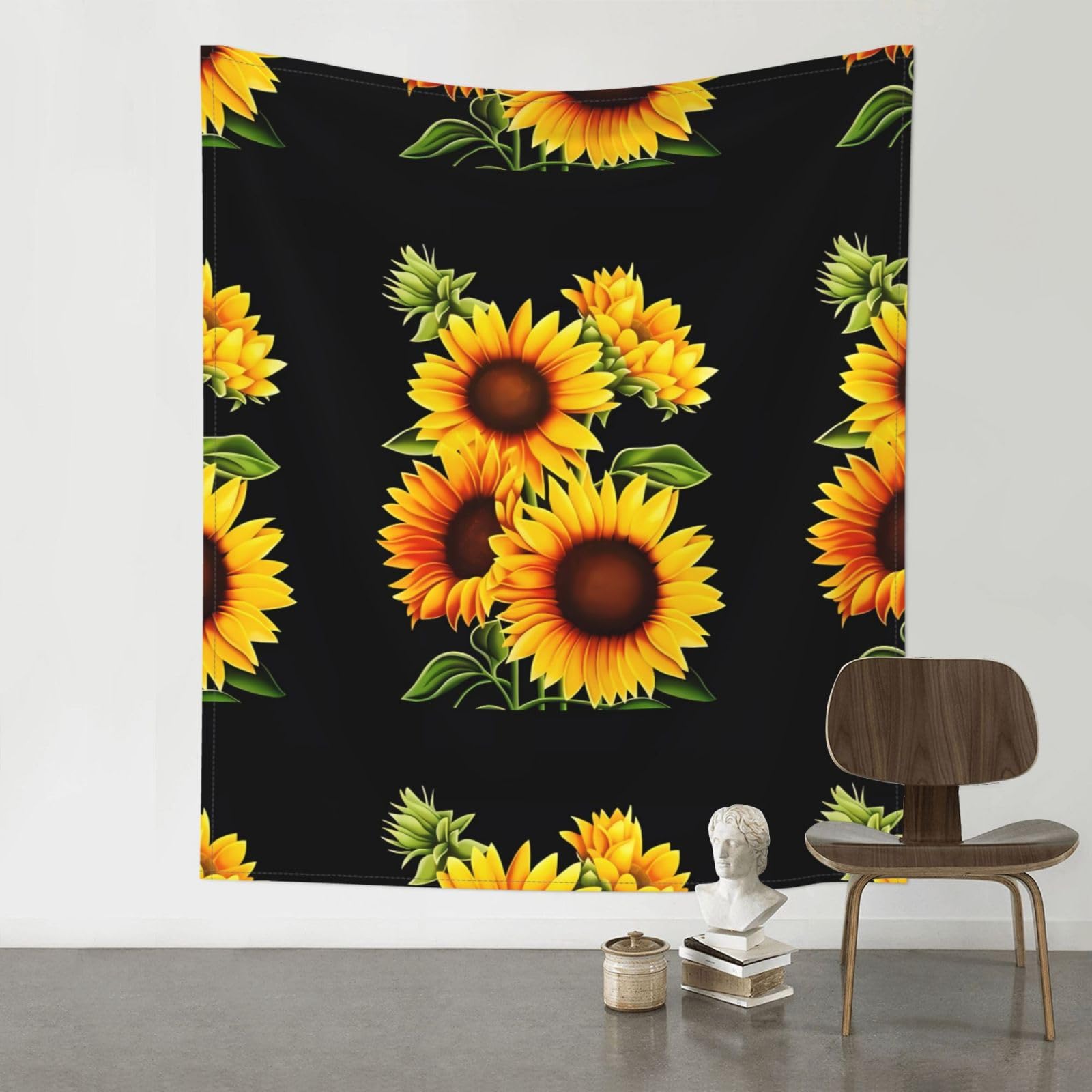 HJFCZH Summer Sunflower Prints Wall Tapestry 60x51in – Boho Decor Throw for Bedroom, Dorm, Beach Cover & Picnic Blanket