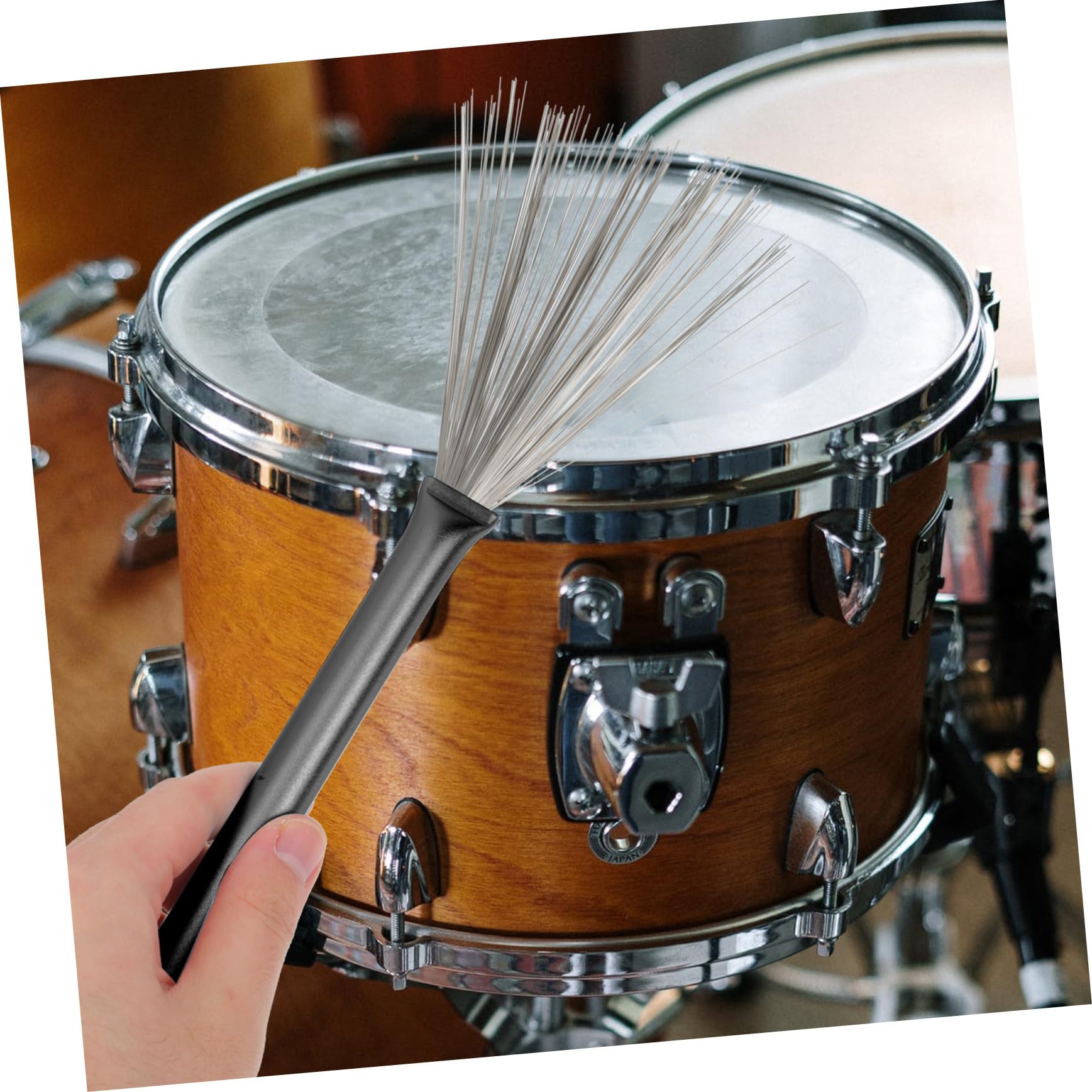 Juego de Baquetas para Batería con Cepillo Especial de Alambre y Goma, Superficie Suave, Resorte, Incluye Bolsa Práctica para Músicos y Principiantes