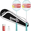Badminton Racket,Badminton Racket Set,82 Gram Lightweight Carbon Fiber One-Piece Molded Durable Grade Racket,Including 2 Rackets,2 Nylon Shuttlecocks,And 1 Ball Bag
