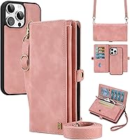 Vista 28 de Funda tipo cartera compatible con iPhone 13 Pro Max, multifunción, desmontable, 2 en 1, magnética, cartera para iPhone 13 Pro Max, con correa Verde