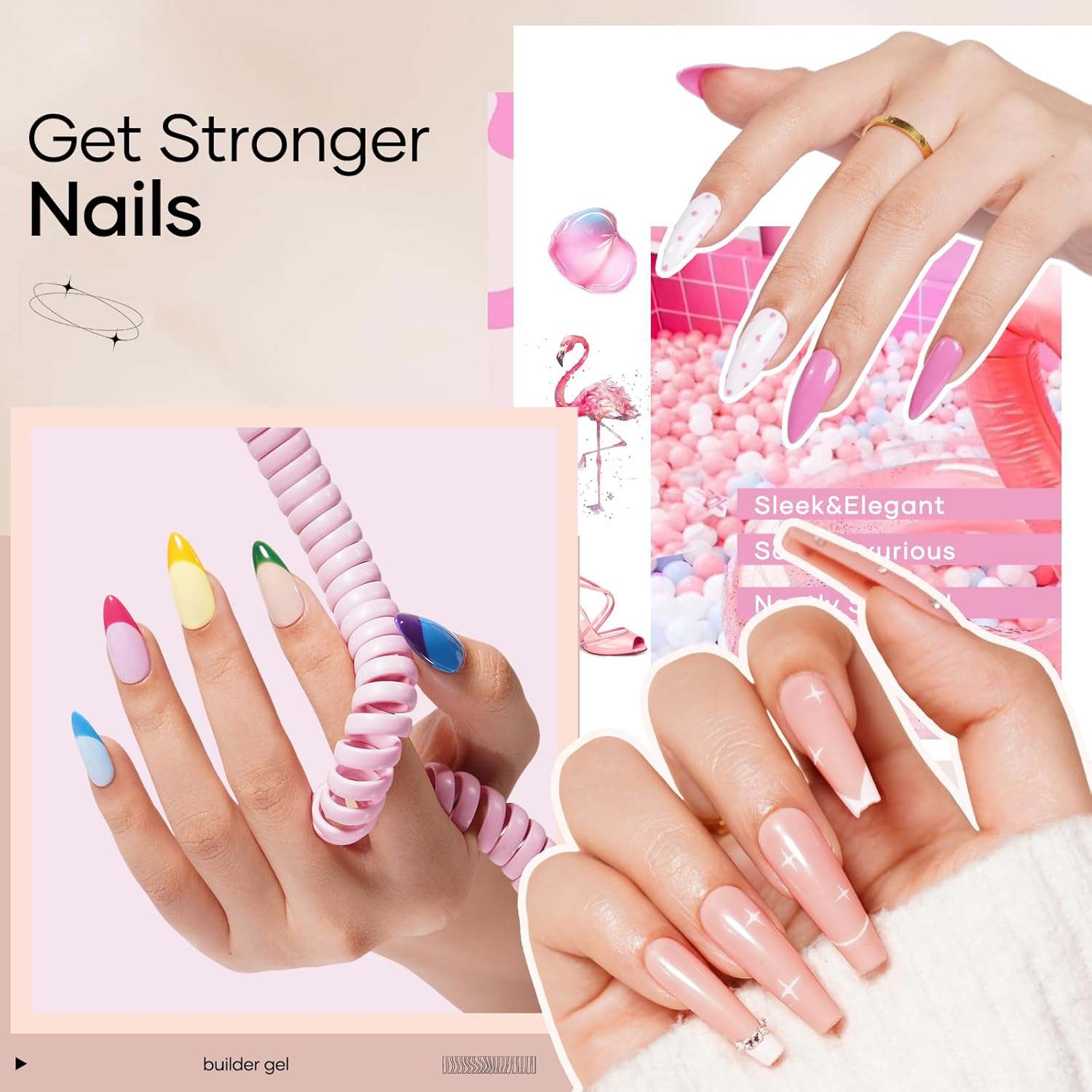 Builder Nail Gel, 2 Pcs 15ml 7 in 1 Clear Builder Gel for Nails Strengthener Apex Thickening Extension Rhinestone Glue in a Bottle - Image 5