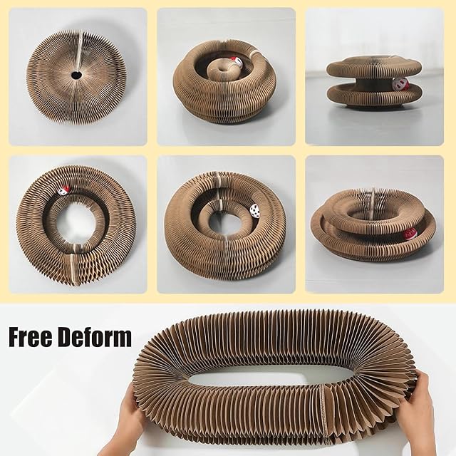 Foto 3 de 7 de Tablero rascador para Gatos en Forma de acordeón - Juguete para Gatos de cartón Corrugado