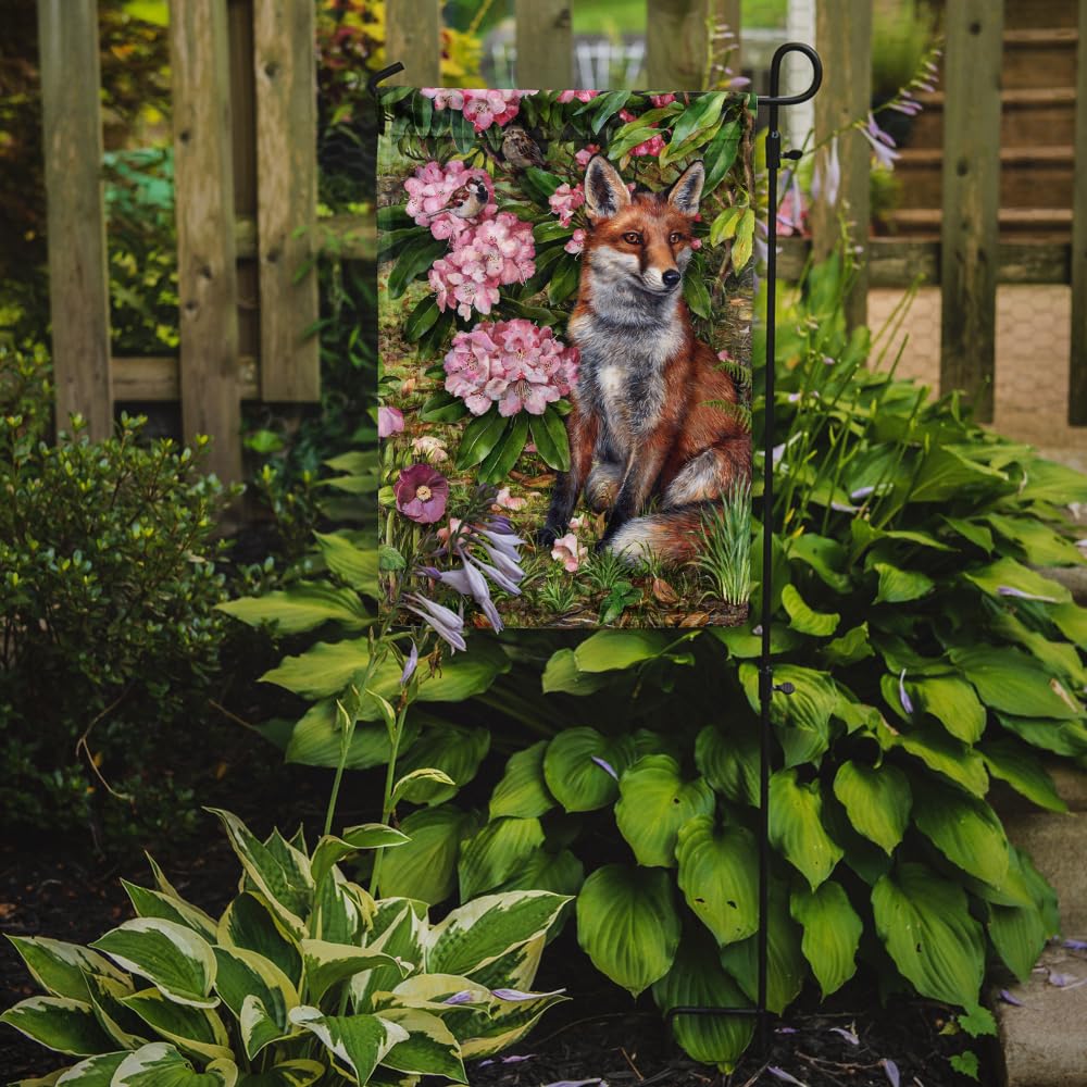 Caroline's Treasures CDCO0442GF Fox Waiting in Flowers Flag Garden Size , Small, multicolor