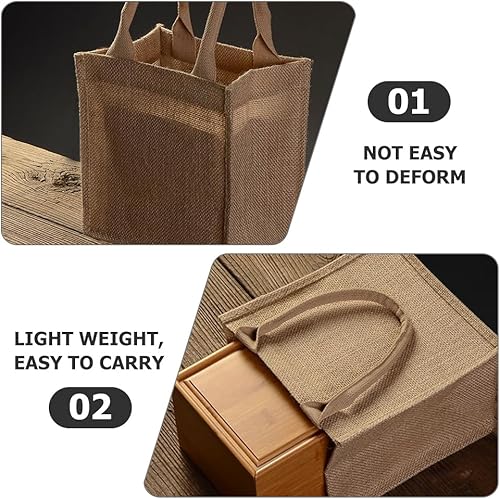 Miniatura 8 de TEHAUX 2 piezas de bolsas de compras de regalo, bolsa de arpillera de arpillera con asas, bolsa de arpillera, Como se muestra en la imagen