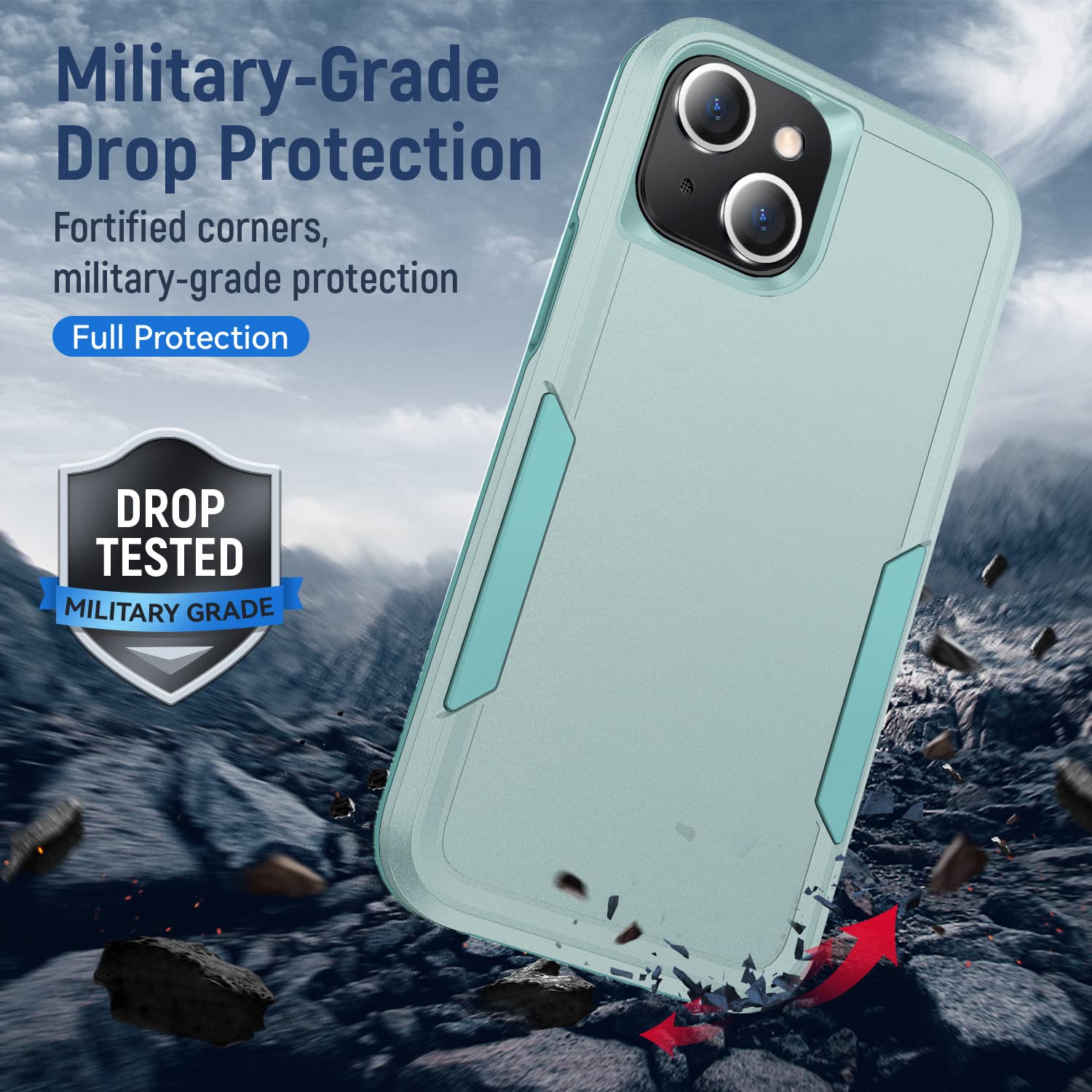 SORAKA Custodia Per IPhone 13 Mini - Antiurto Militare, Traslucida PC+TPU, Protezione Cadute 3m