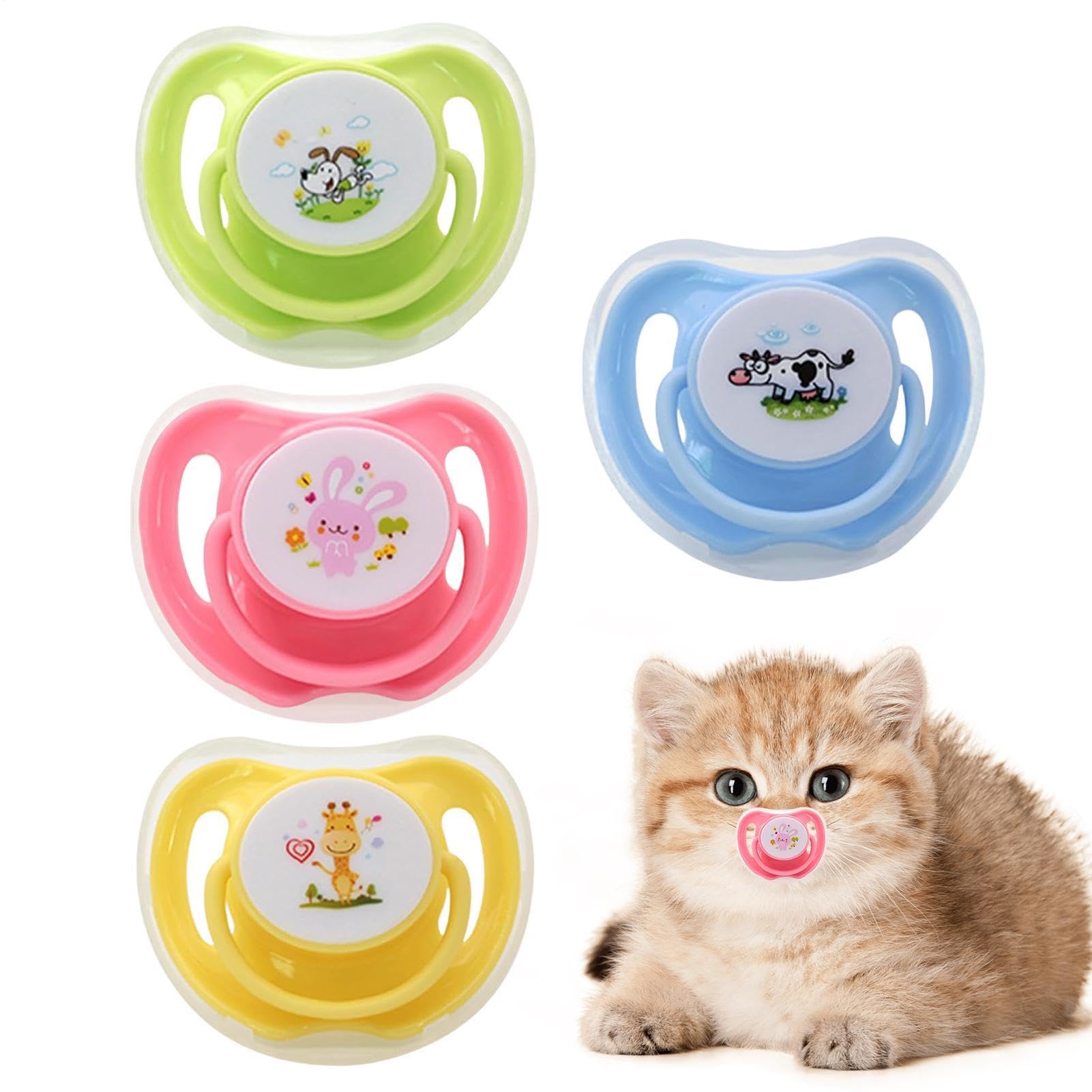 Silicone Kitten Pacifier, 4 Pack Butterfly Chew Toy With Dust Covers