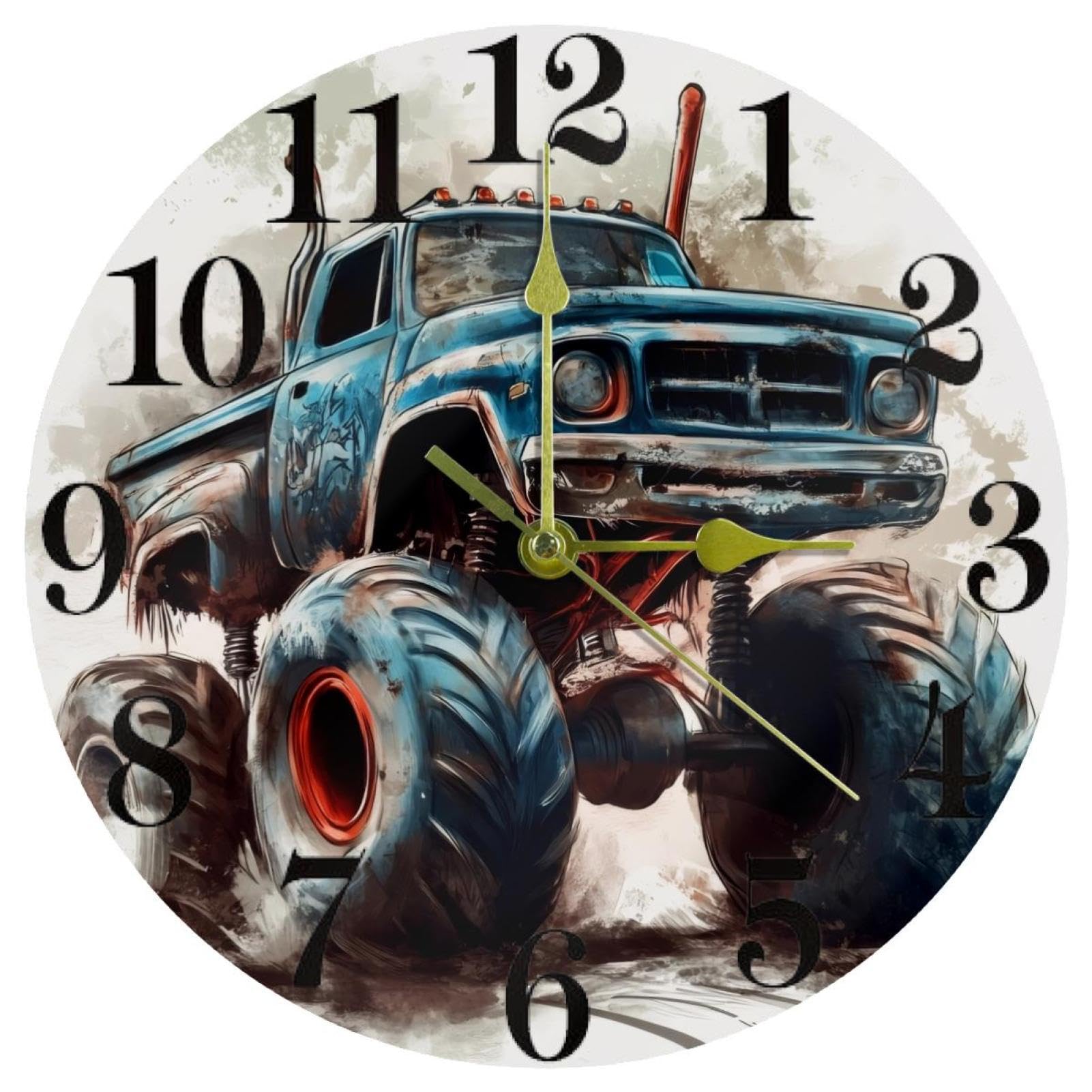 Horloge murale quartz sans tic-tac monstre bleu mécanisme de précision