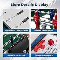 Vista 4 de Goplus Mesa de juego múltiple 14 en 1, mesa de juego combinada con futbolín, hockey de aire, piscina, tenis de mesa, baloncesto, ajedrez, damas