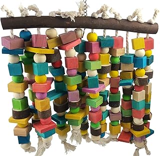 Juguetes para pájaros Loros grandes y pequeños juguetes roer loros roer juguete grande cadena de bloques de construcción cascada juguete (Color: Blanco)