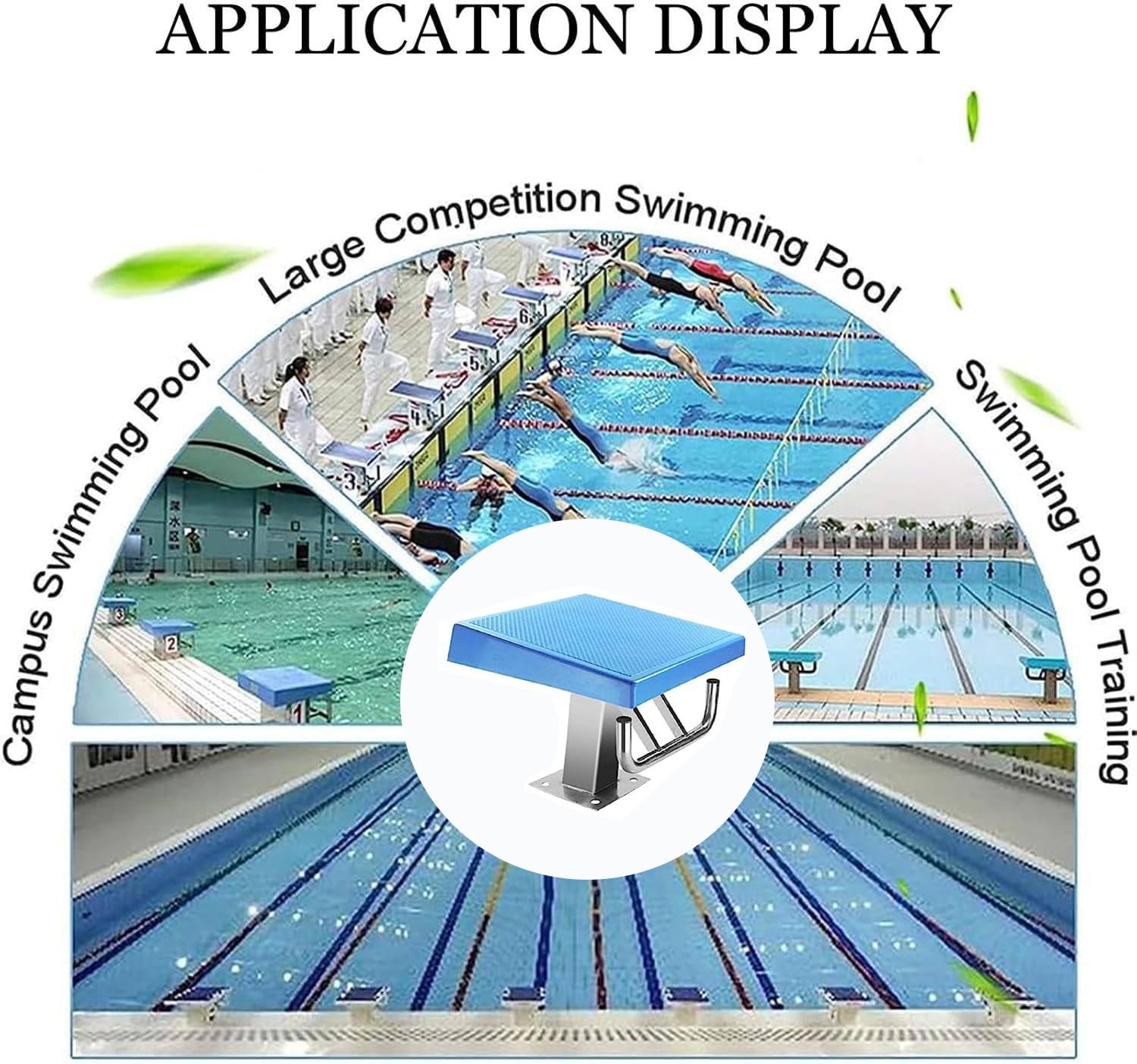 Tavola per immersioni da piscina con piattaforma in acciaio inox, inclinazione di 15°, superficie antiscivolo, supporta 181,4 kg, ideale per competizioni di nuoto indoor e outdoor