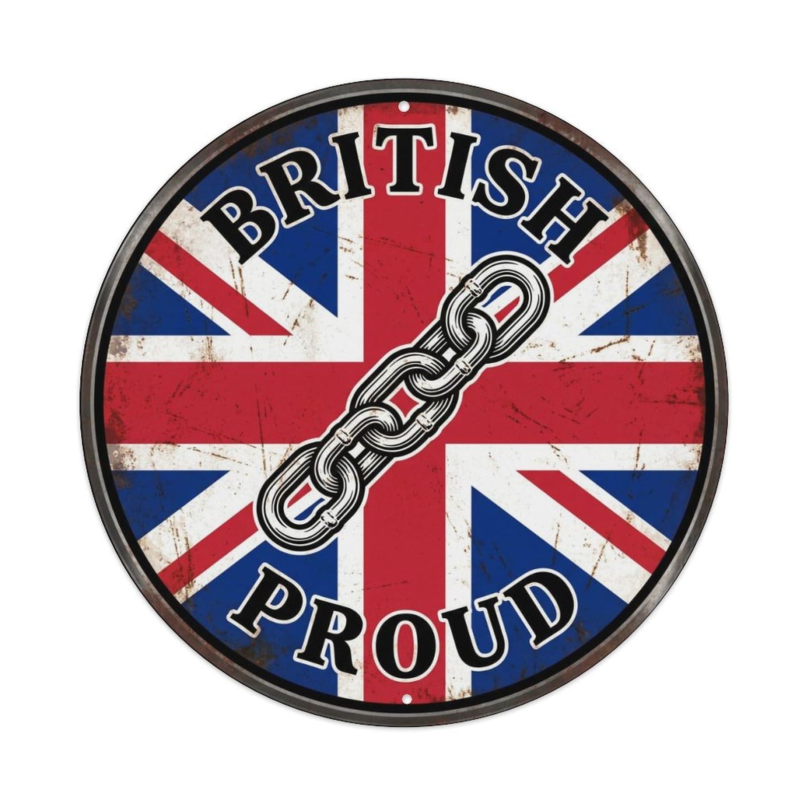British Proud Chain Heraldry Heritage Emblem Metal Tin Sign